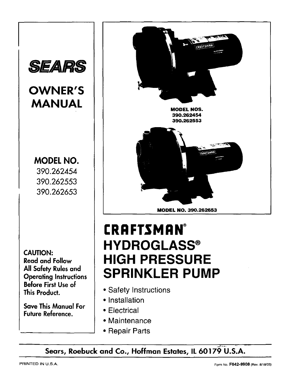 Craftsman 390.262454 User Manual | 12 pages