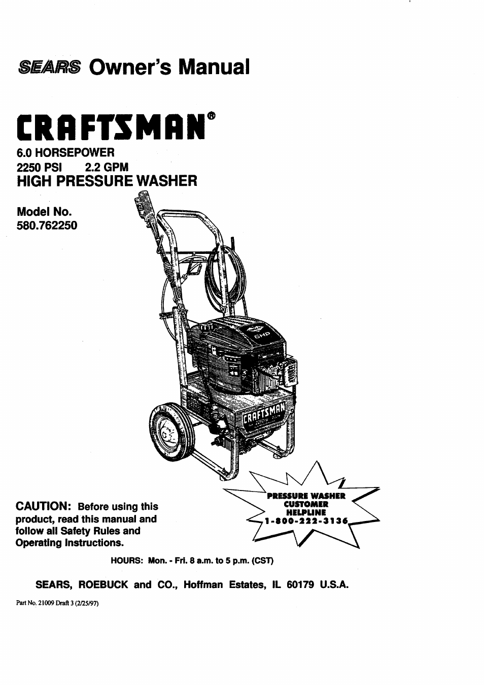 Craftsman 580.762250 User Manual | 16 pages