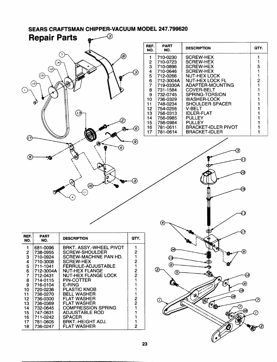 Repair parts | Craftsman 247.799620 User Manual | Page 23 / 52