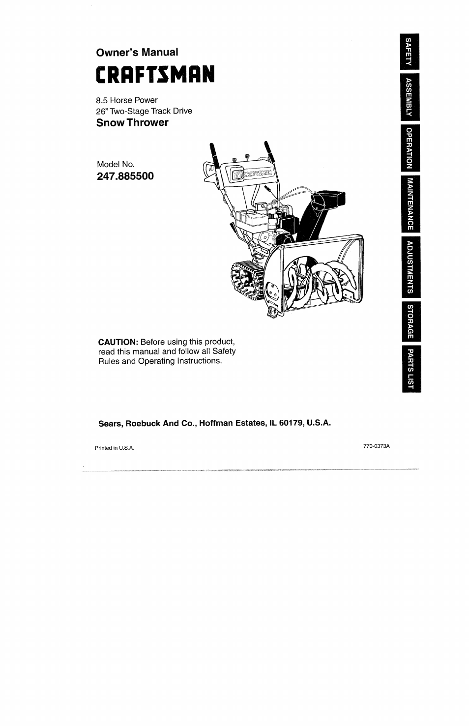 Craftsman 247.885500 User Manual | 58 pages