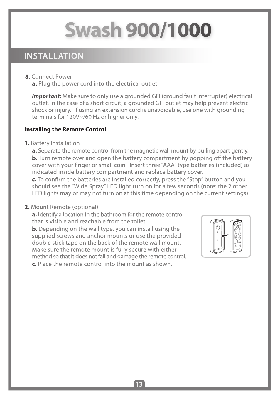Brondell Swash 1000 User Manual | Page 15 / 32 | Also for: Swash 900