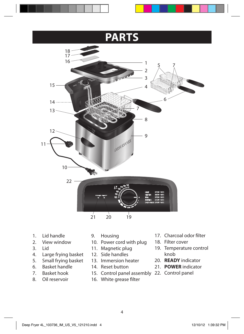 Parts, Illustrations | FARBERWARE 103736 4L Dual Deep Fryer User Manual