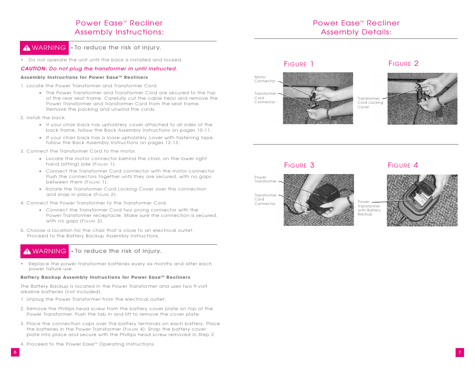 Power ease, Recliner assembly details f, Recliner assembly