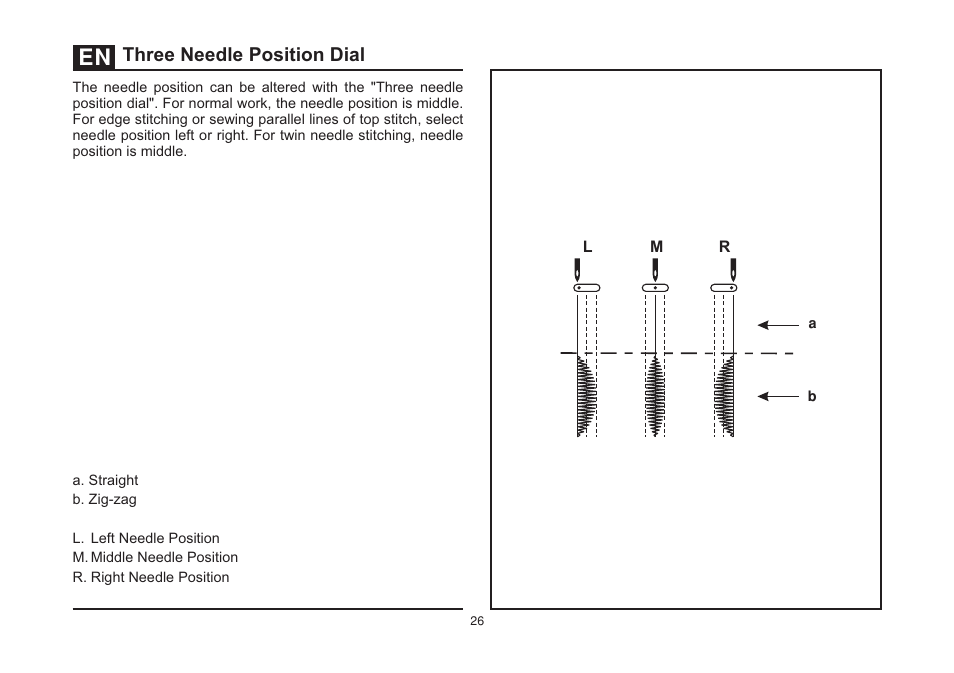 Three needle position dial | SINGER 44S CLASSIC HEAVY DUTY User Manual