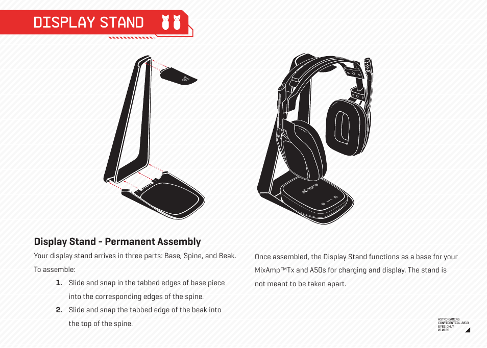 Display stand, Display stand - permanent assembly | Astro Gaming A50 PC