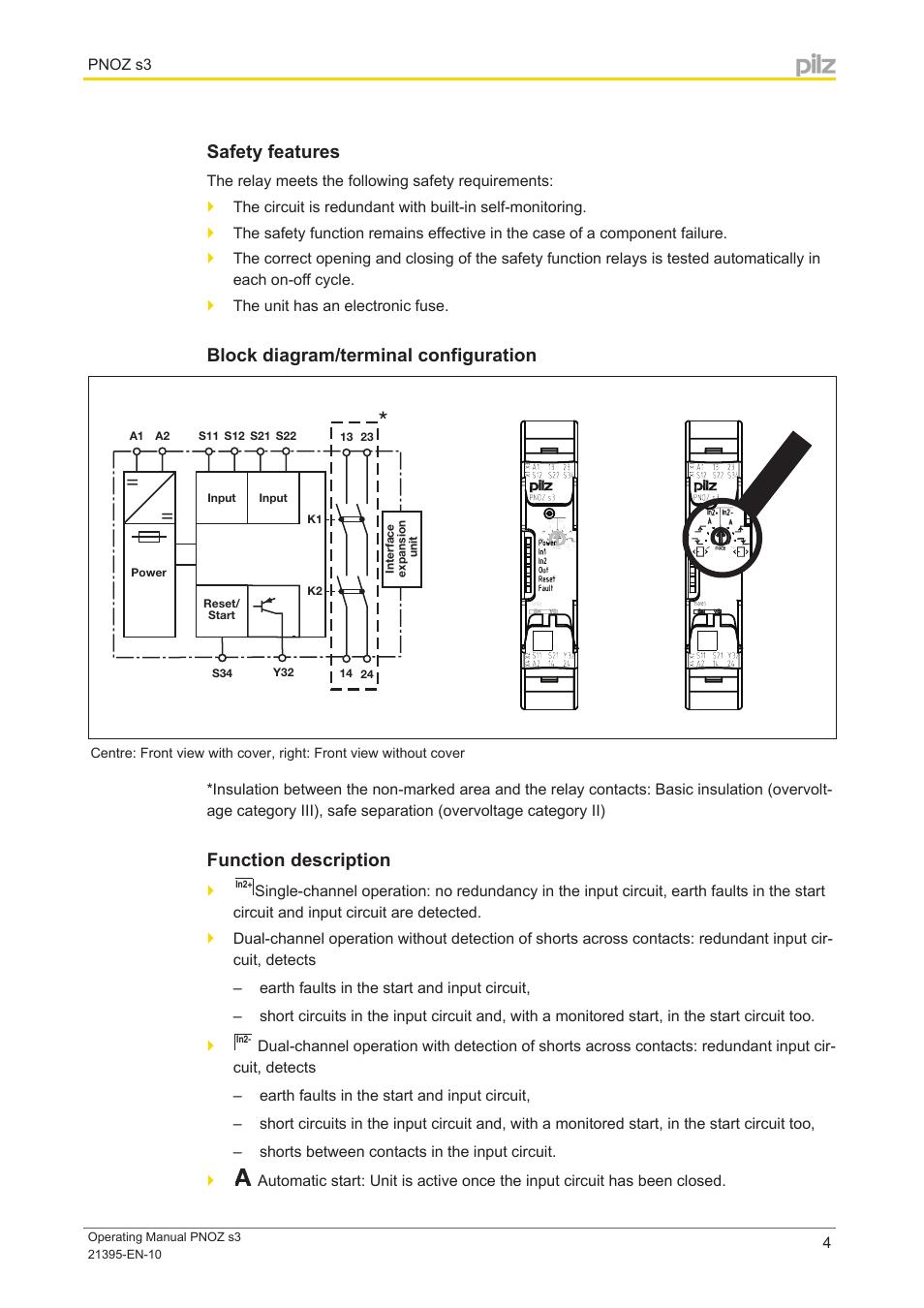 Safety features, Block diagram/terminal configuration ...