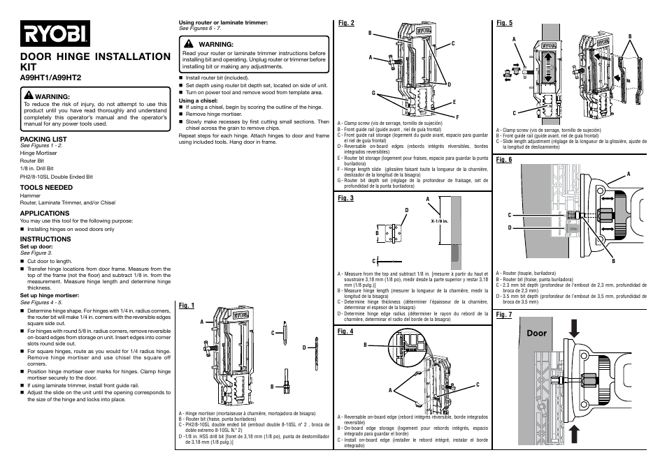 Ryobi A99HT2 User Manual 2 pages Also for A99HT1