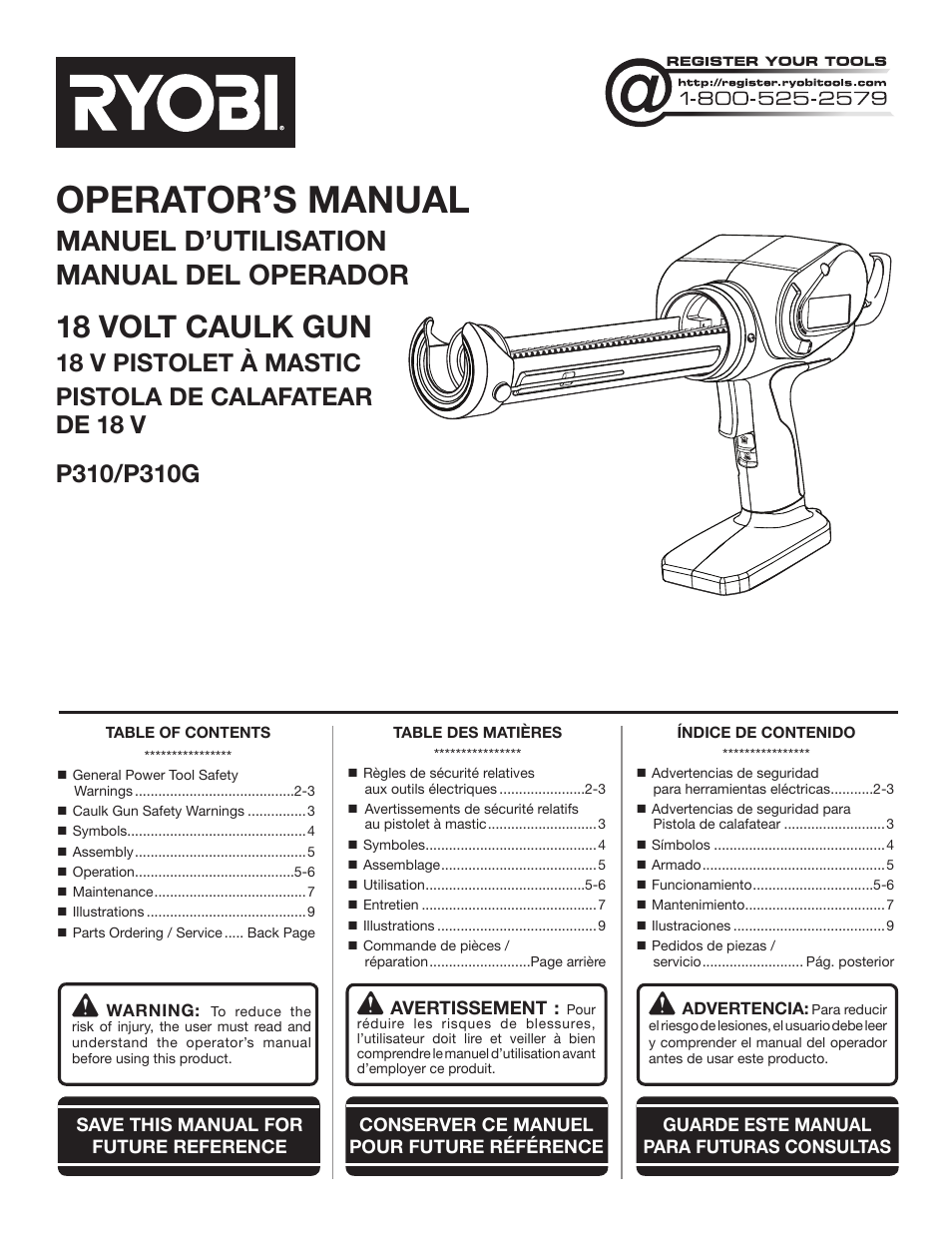 Ryobi P310G User Manual | 24 pages | Also for: P310