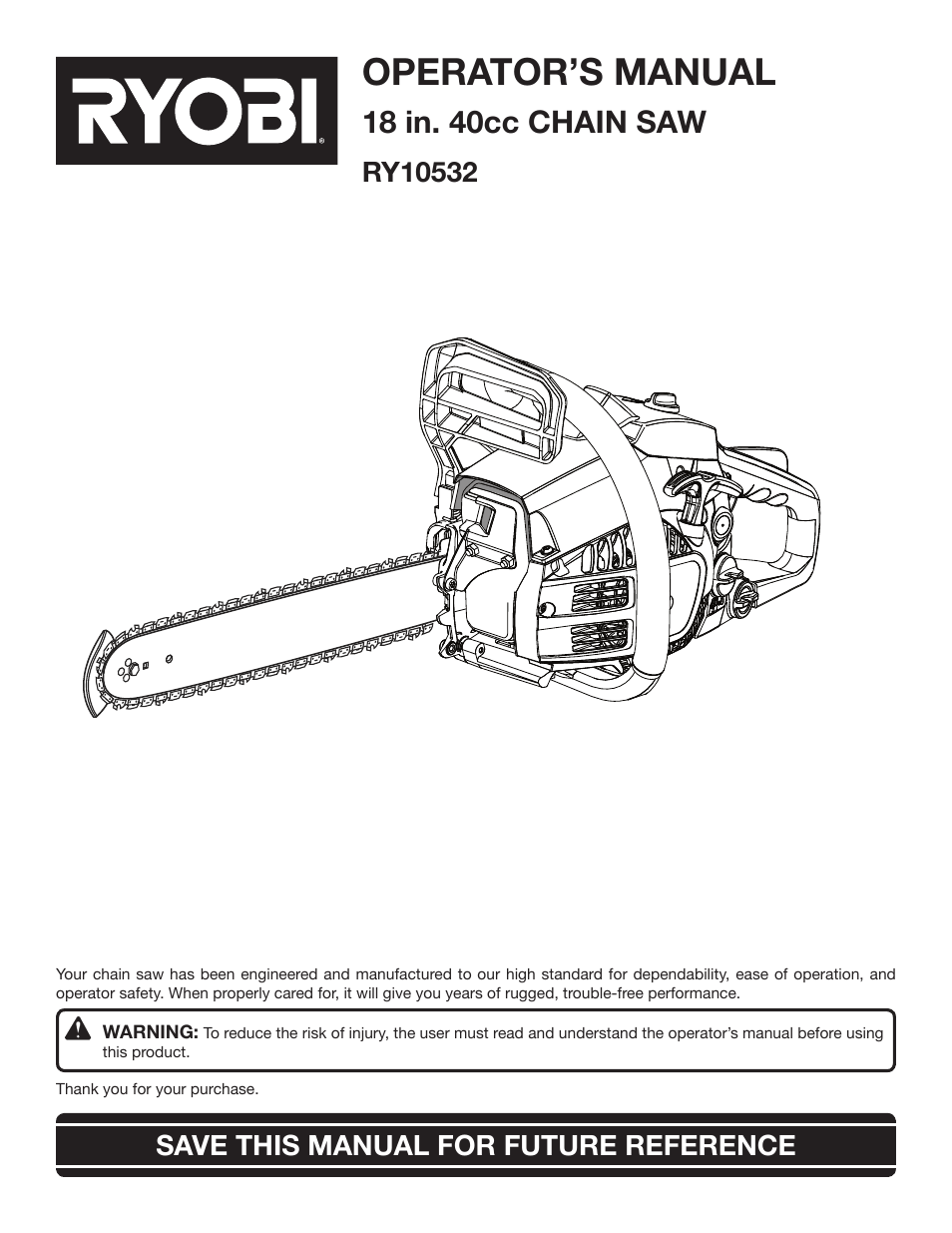 Ryobi Ry10532 User Manual 38 Pages