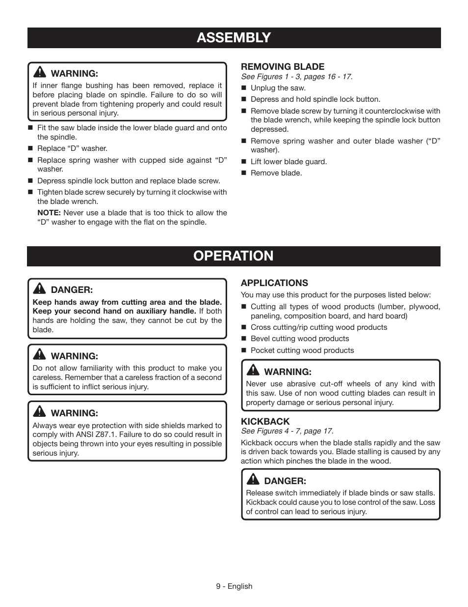 Assembly operation | Ryobi CSB125 User Manual | Page 9 / 48