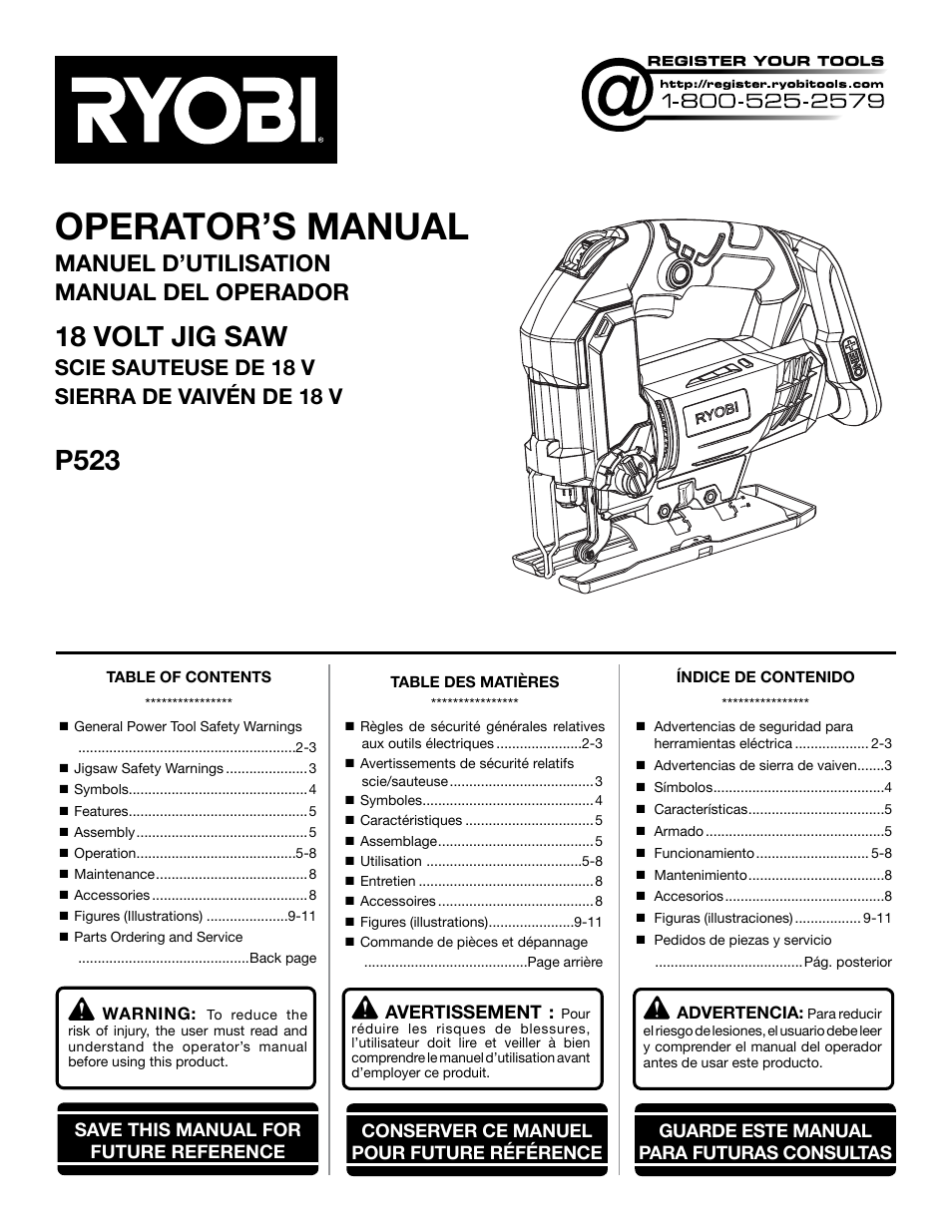 Ryobi P523 User Manual | 28 pages