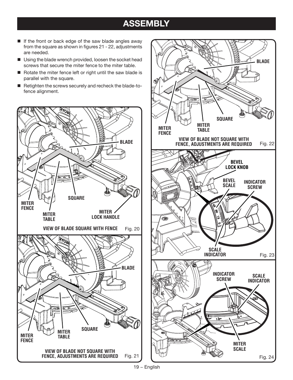 Assembly | Ryobi TSS102L User Manual | Page 19 / 100