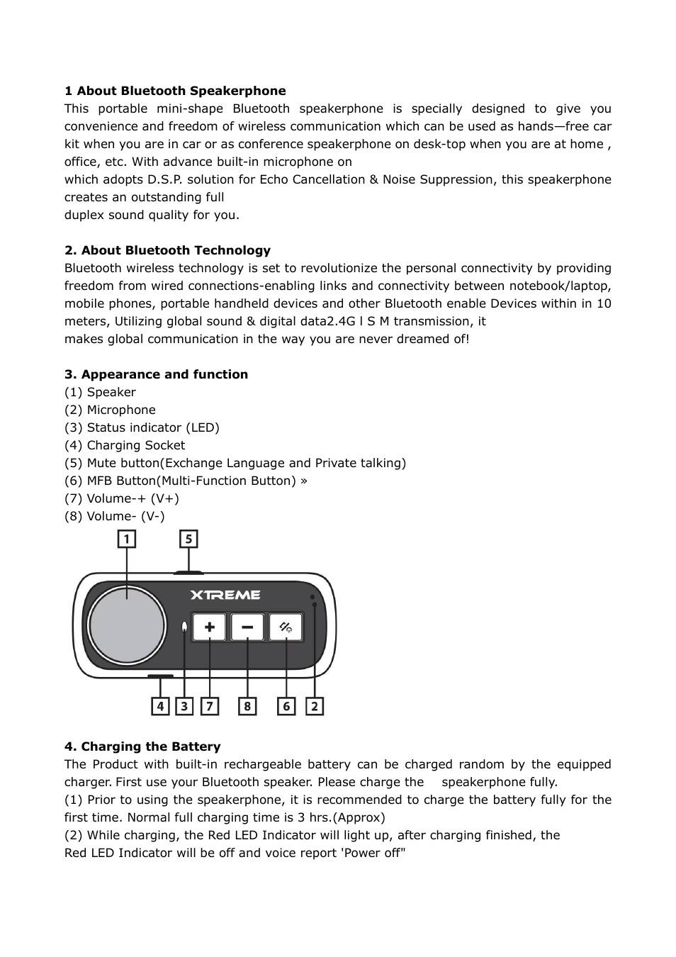 Xtreme 51870: Bluetooth Speaker User Manual | 6 pages