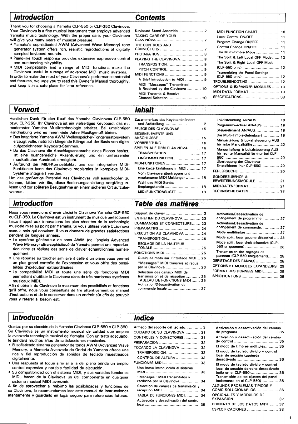 Yamaha CLP-350 User Manual | Page 3 / 19 | Also for: CLP-550