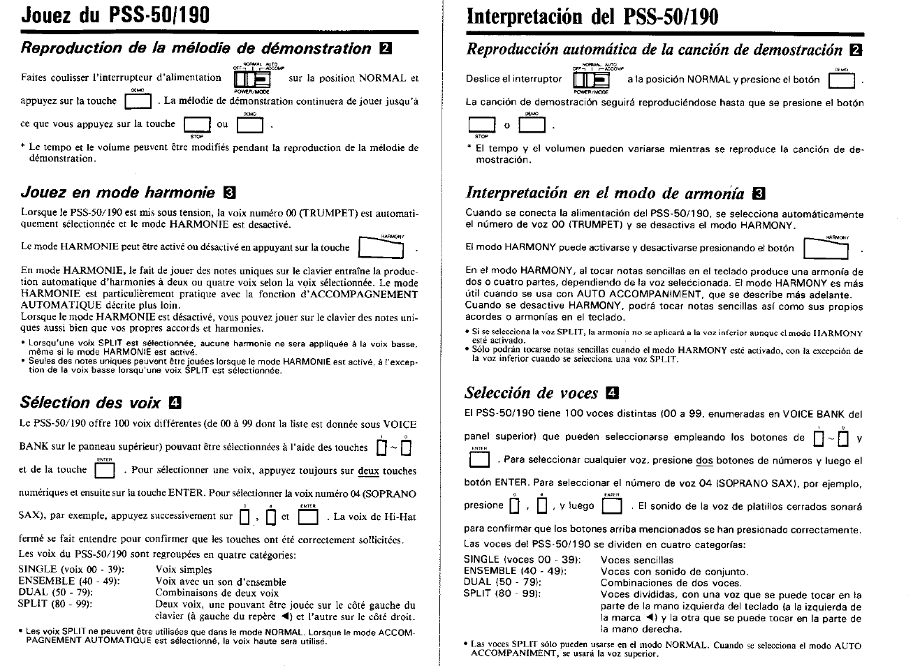 Interpretación del pss-50/190, Reproduction de la mélodie de