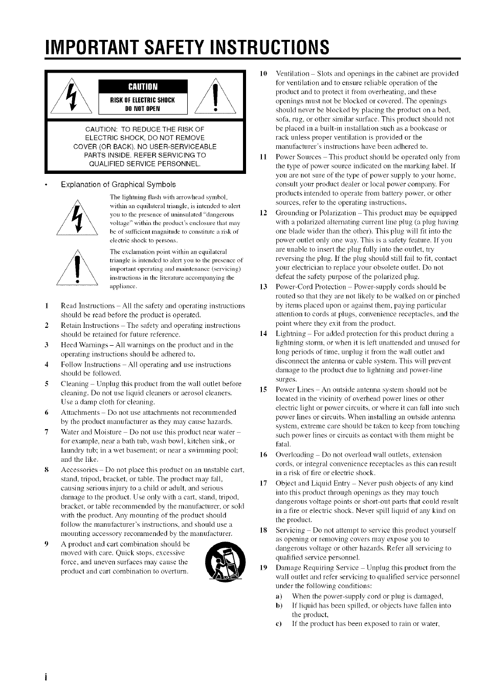 Important safety instructions, Caution | Yamaha HTR-5830 User Manual