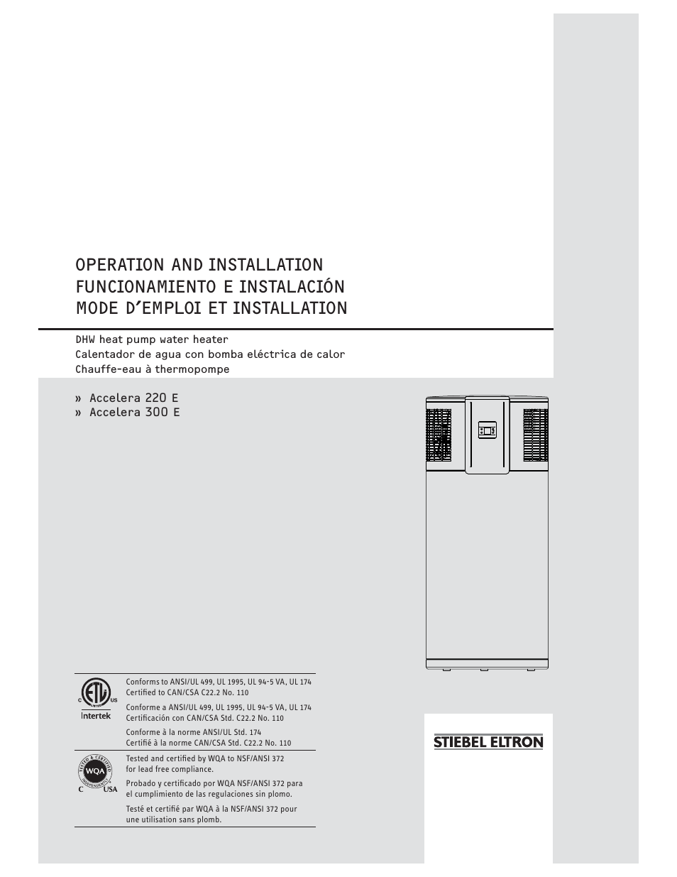 Stiebel Eltron Water Heater User Manual