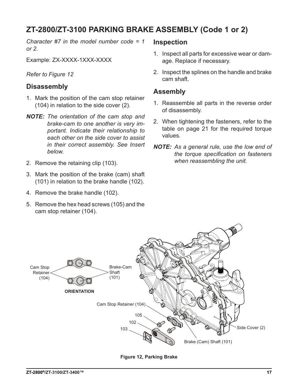 Disassembly, Inspection, Assembly | Cub Cadet ZT-3400 User Manual