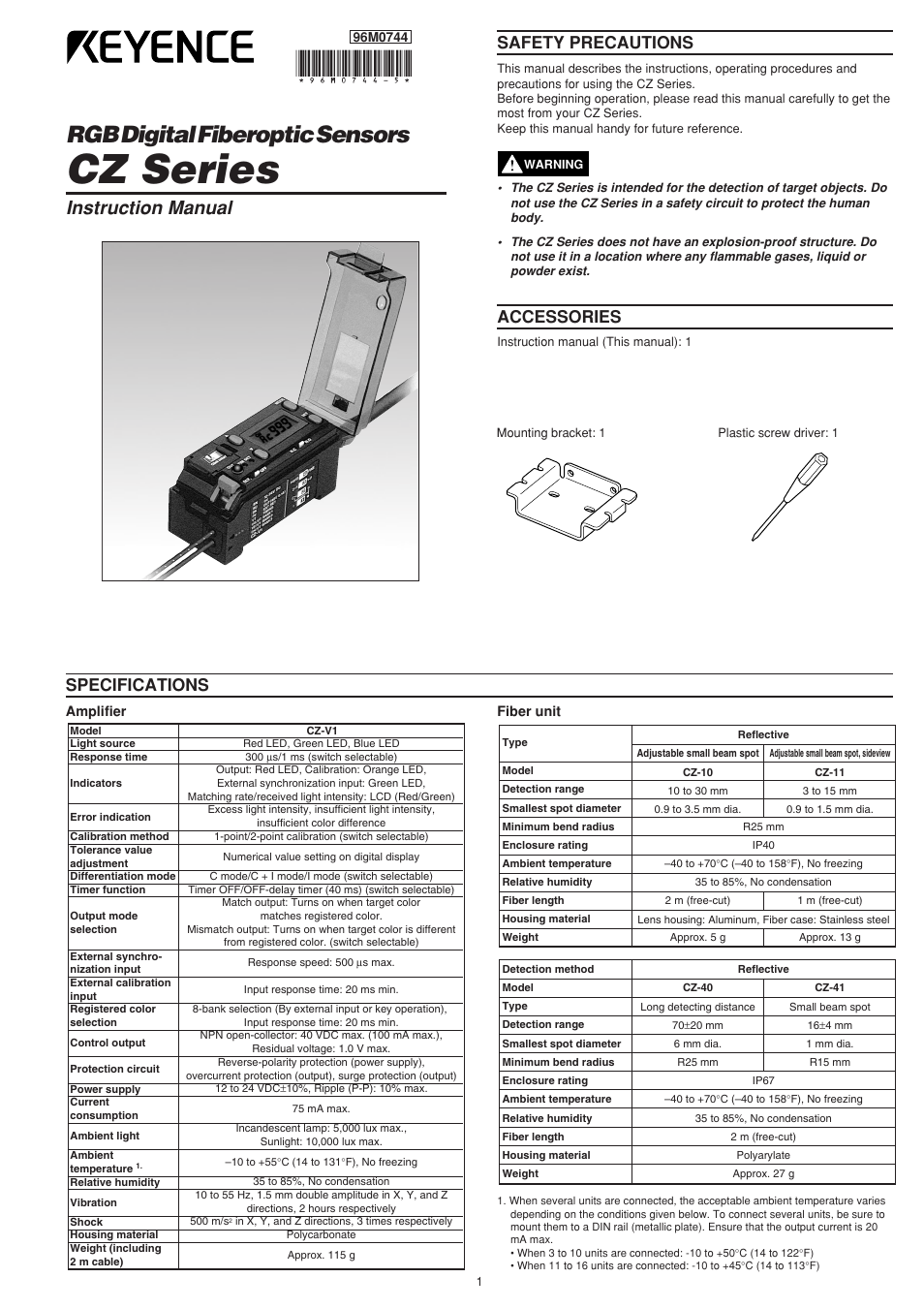 KEYENCE CZ-V1 User Manual | 8 pages | Original mode