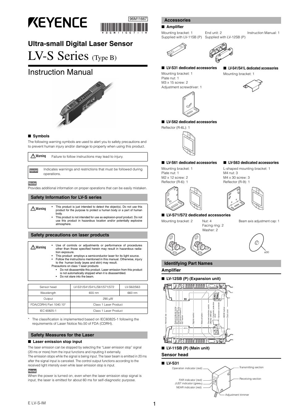 KEYENCE LV-SB User Manual | 12 pages