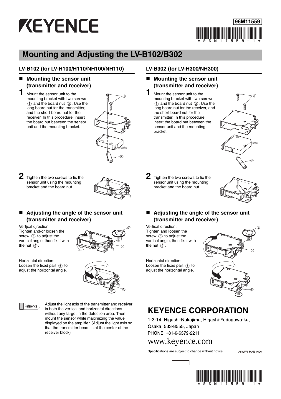 KEYENCE LV-B302 User Manual | 1 page | Also for: LV-B102