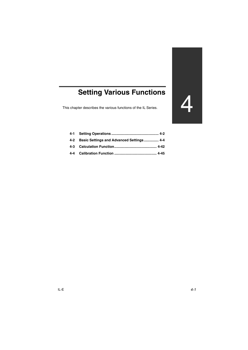 Chapter 4 setting various functions, Setting various functions