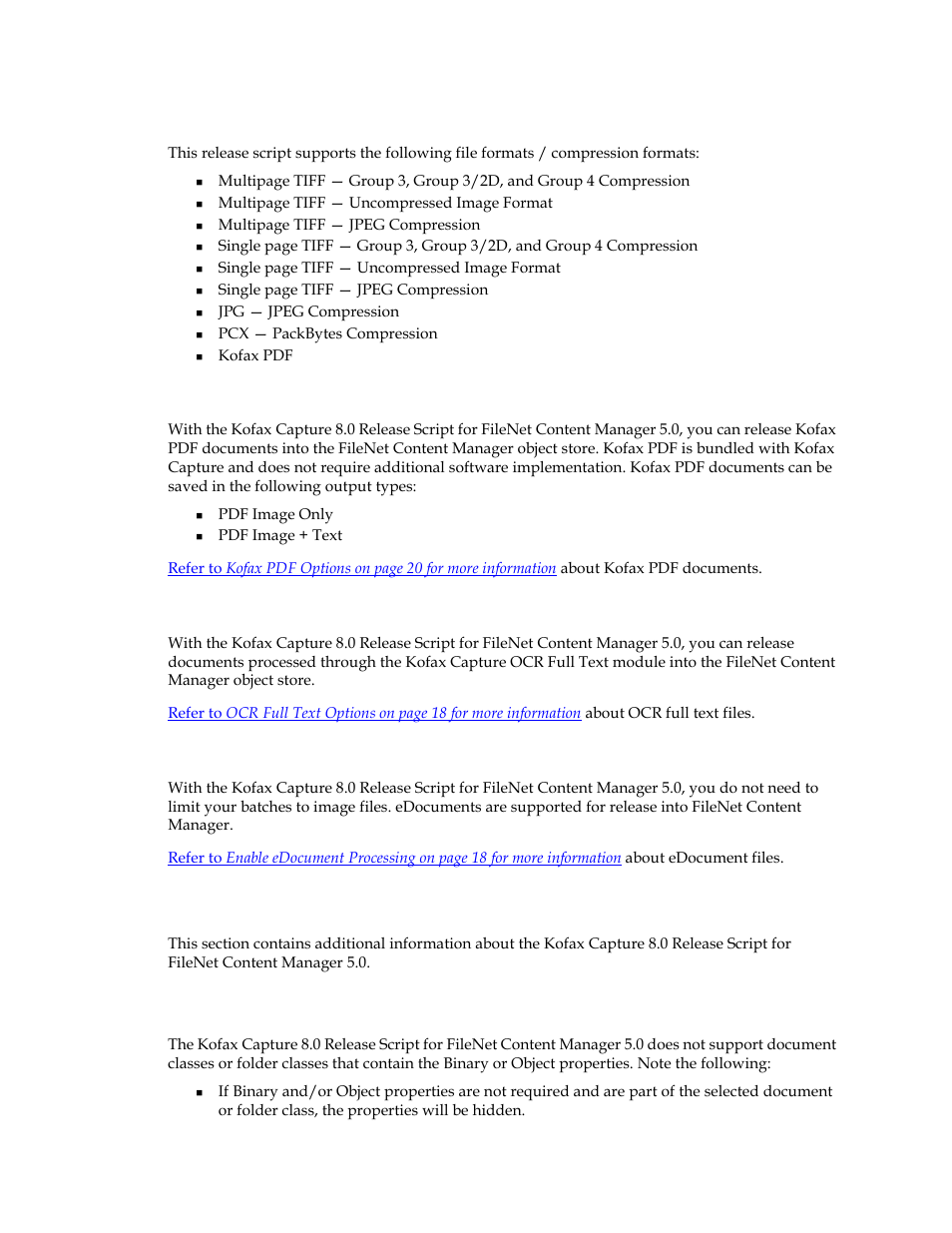 Image support, Kofax pdf support, Ocr full text support | Kofax Capture