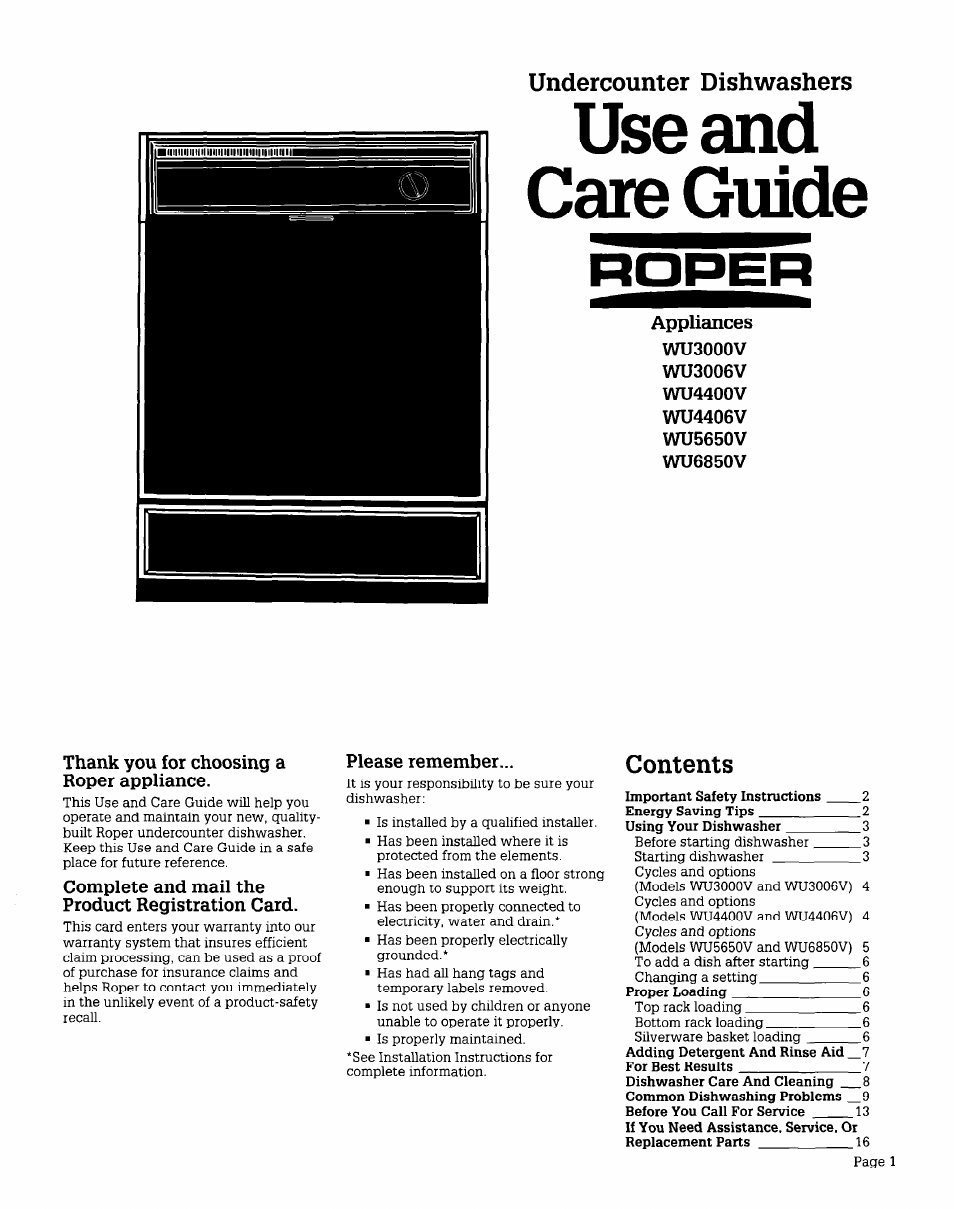 Whirlpool WU685OV User Manual | 16 pages | Also for: WU4406V, WU565OV