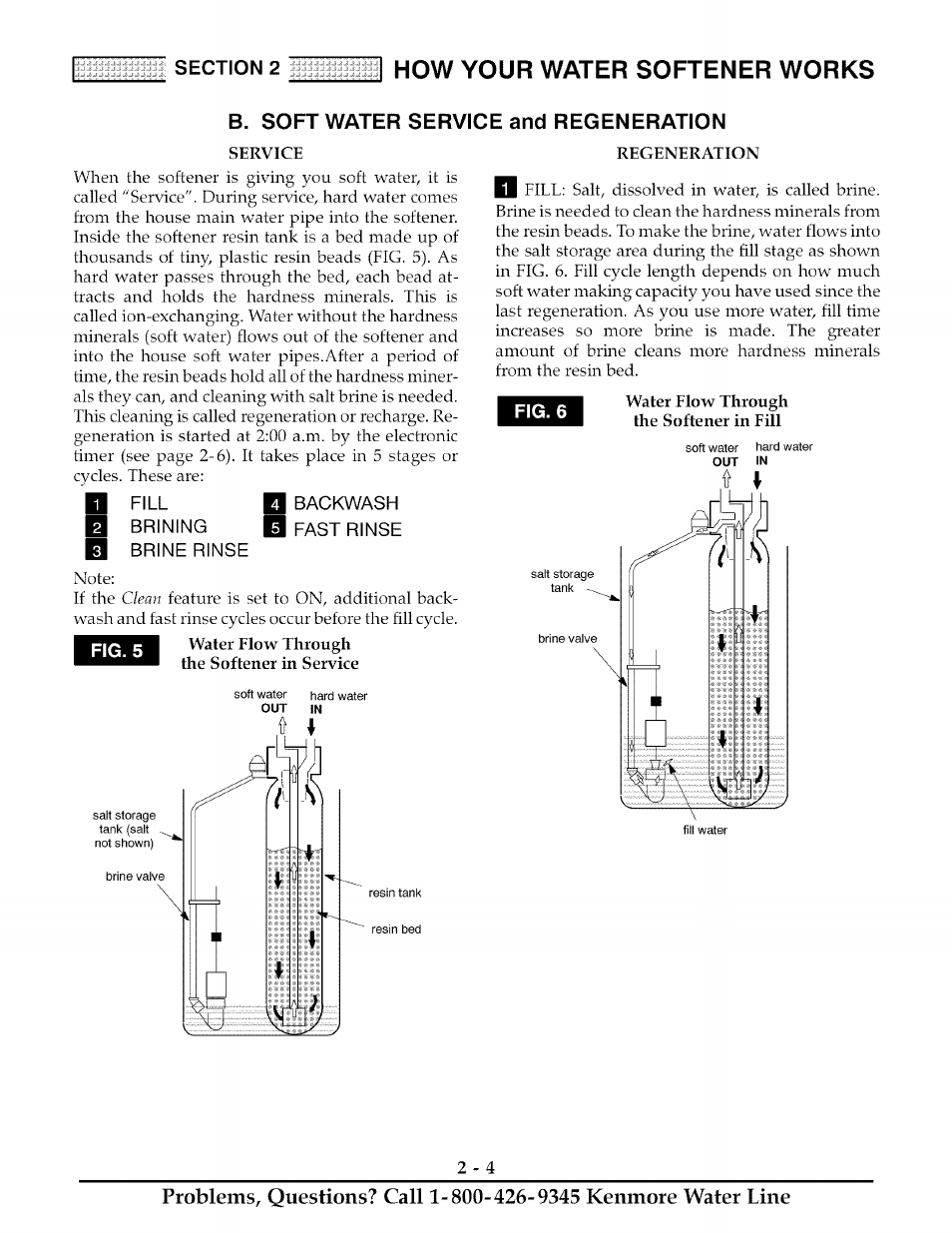 Service, D fill b backwash, B brining b brine rinse | Kenmore ULTRASOFT