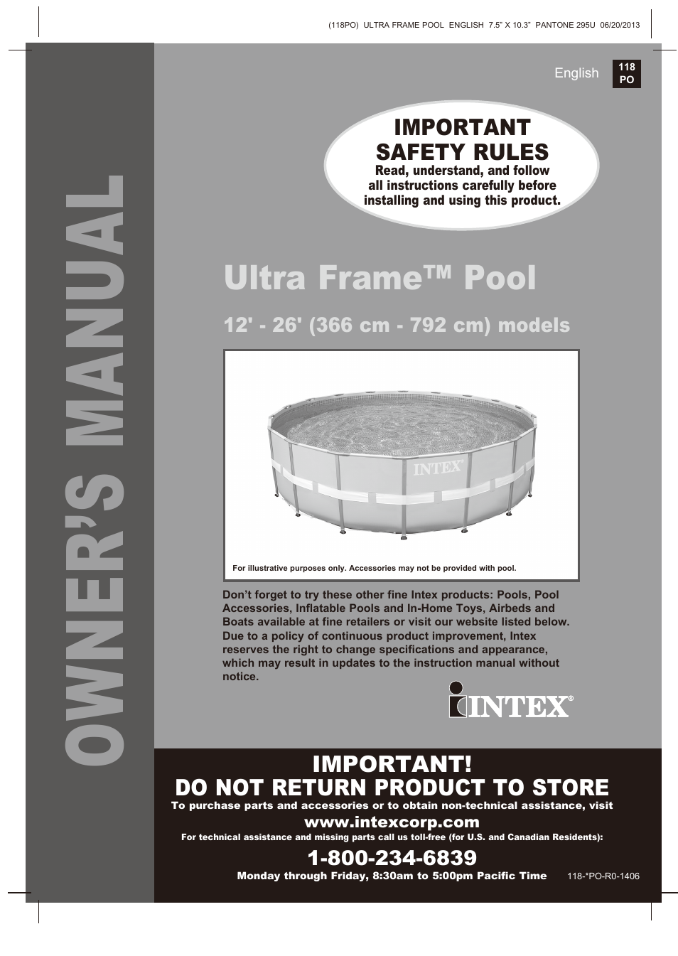 Intex 18 FT X 52 IN ULTRA FRAME POOL 2014 User Manual | 12 pages | Also