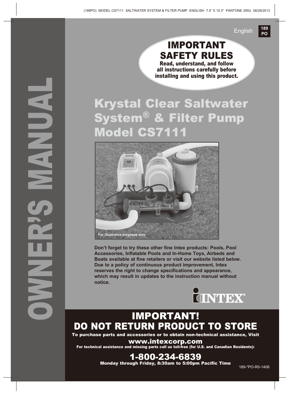 Intex CS7111 Krystal Clear Saltwater System 2014 User Manual | 29 pages