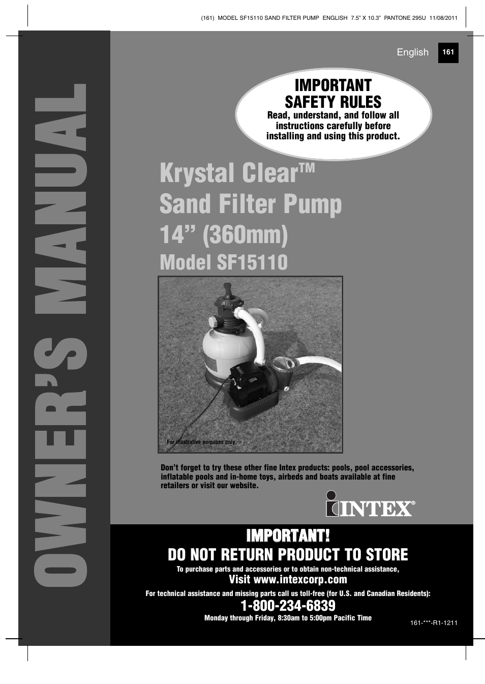 Intex SF15110 Krystal Clear 2012 User Manual | 30 pages