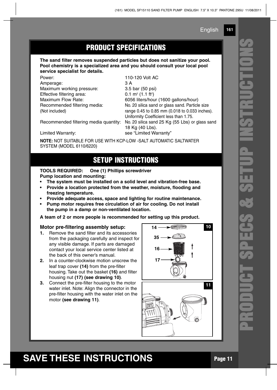Intex SF15110 Krystal Clear 2012 User Manual | Page 11 / 30