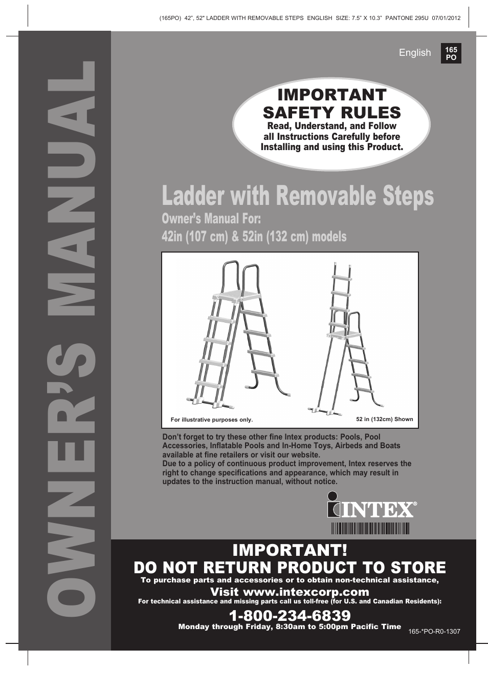Intex Ladder with Removable Steps For 52in (132 cm) User Manual | 14
