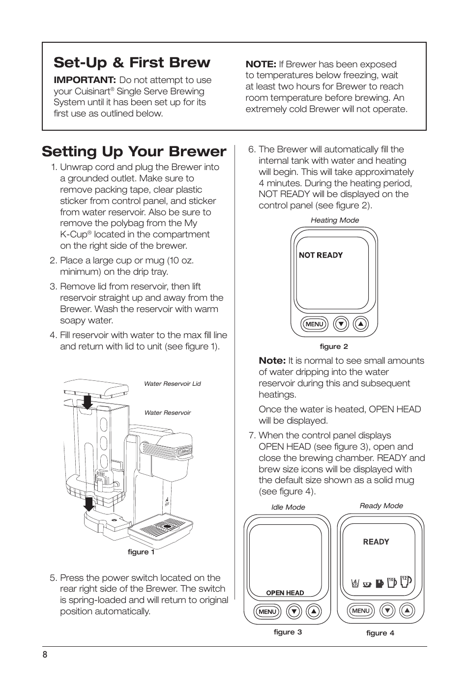 Setting up your brewer, Set-up & first brew | Keurig Cuisinart SS-700