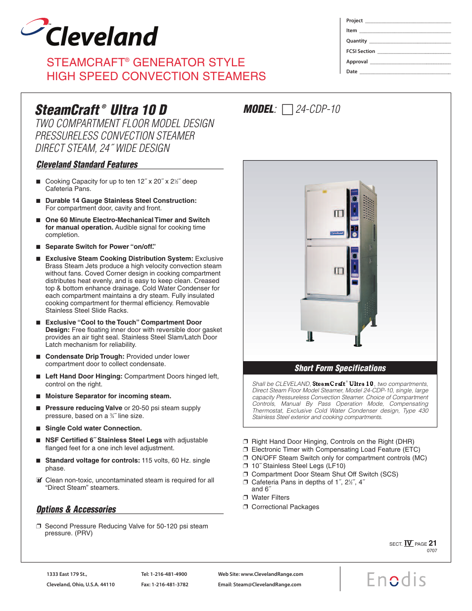 Cleveland Range SteamCraft 24-CDP-10 User Manual | 2 pages