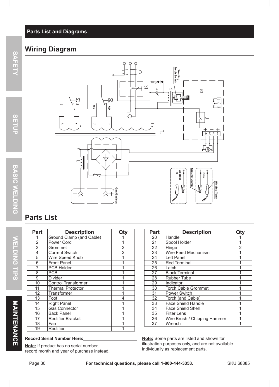 Wiring Diagram  Parts List