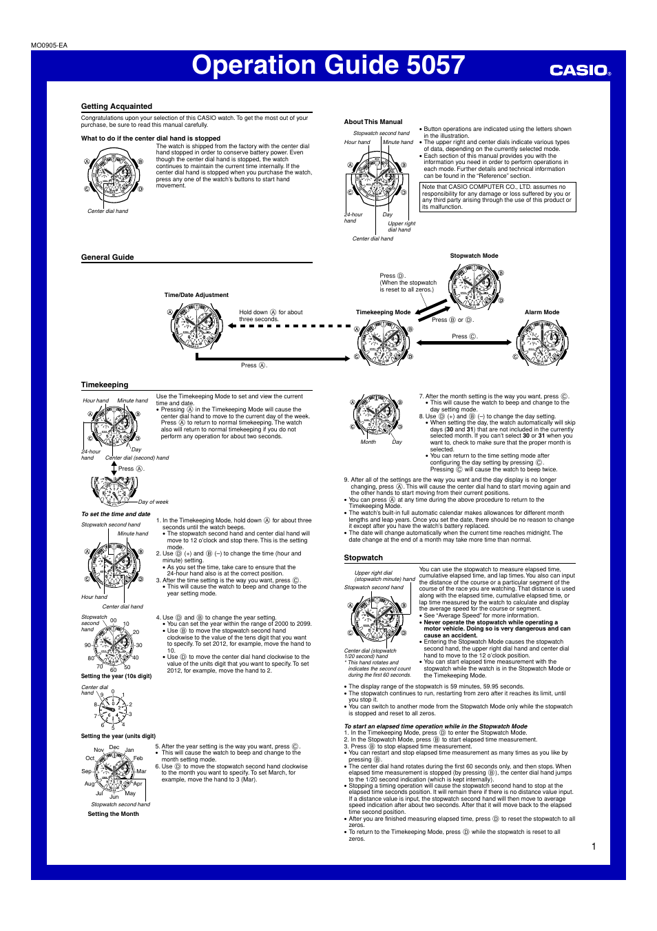G-Shock 5057 User Manual | 3 pages | Also for: G-1010-4A
