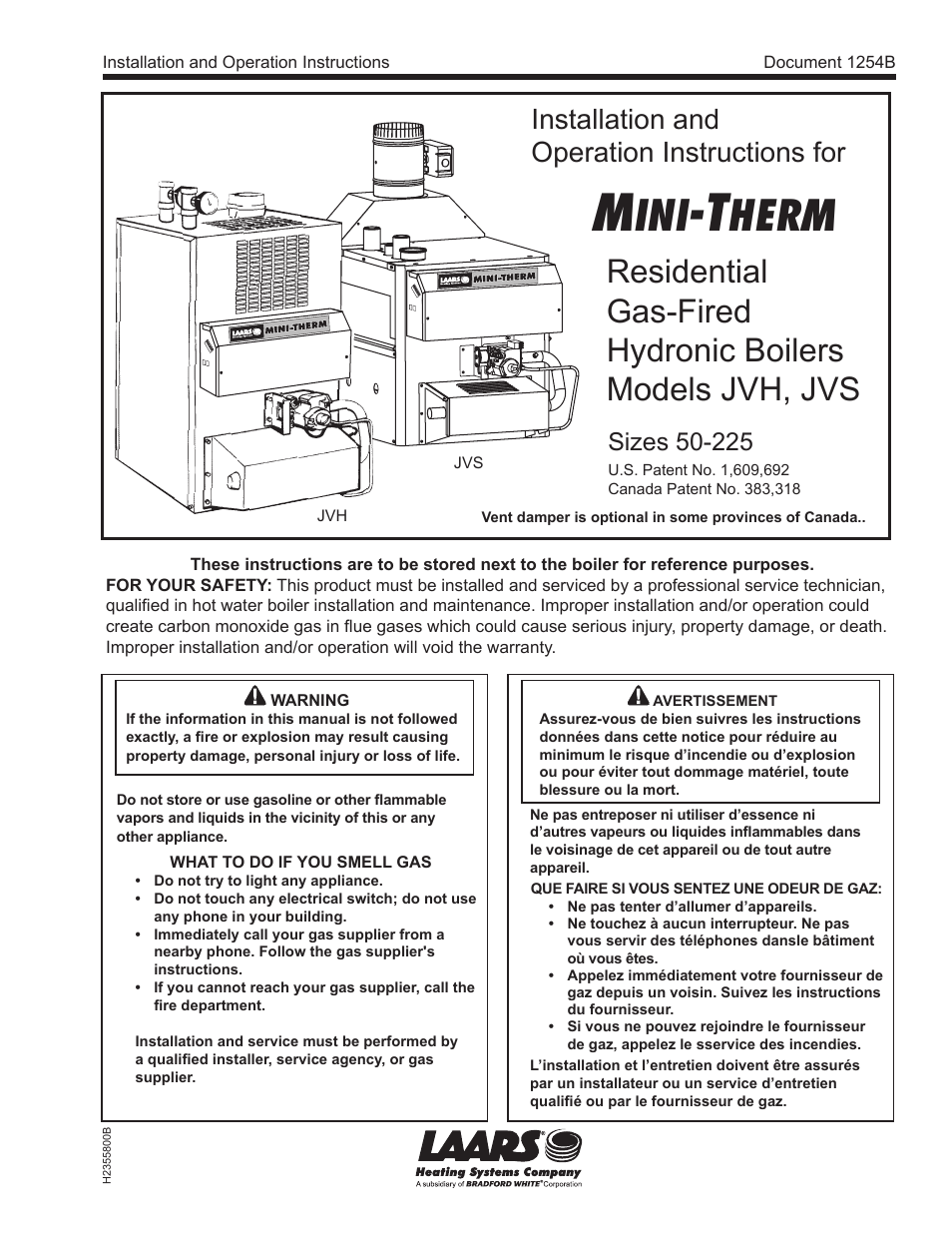 LAARS MiniTherm JVS (Sizes 50225) Install and