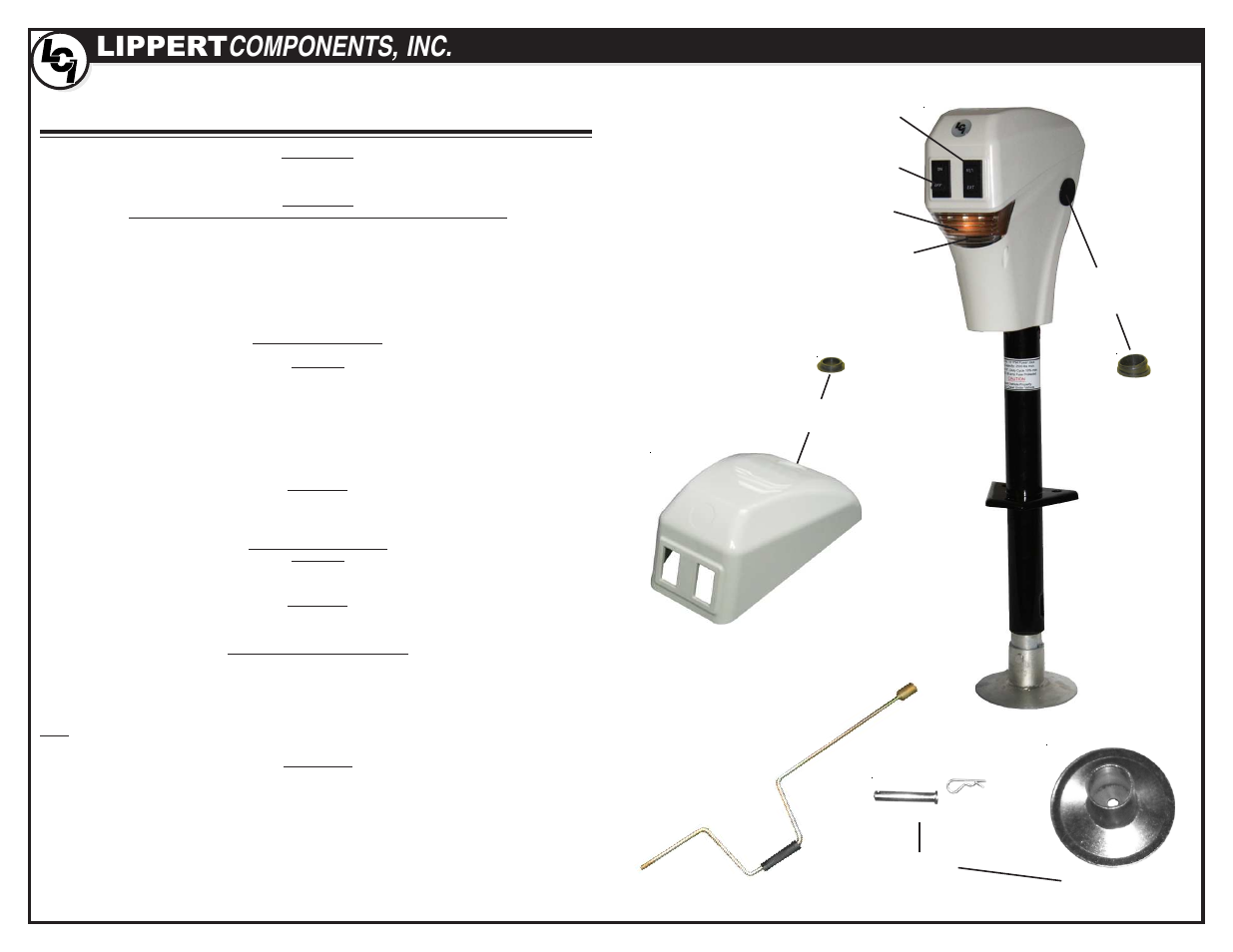 Lippert Components Electric Tongue Jack User Manual | 1 page