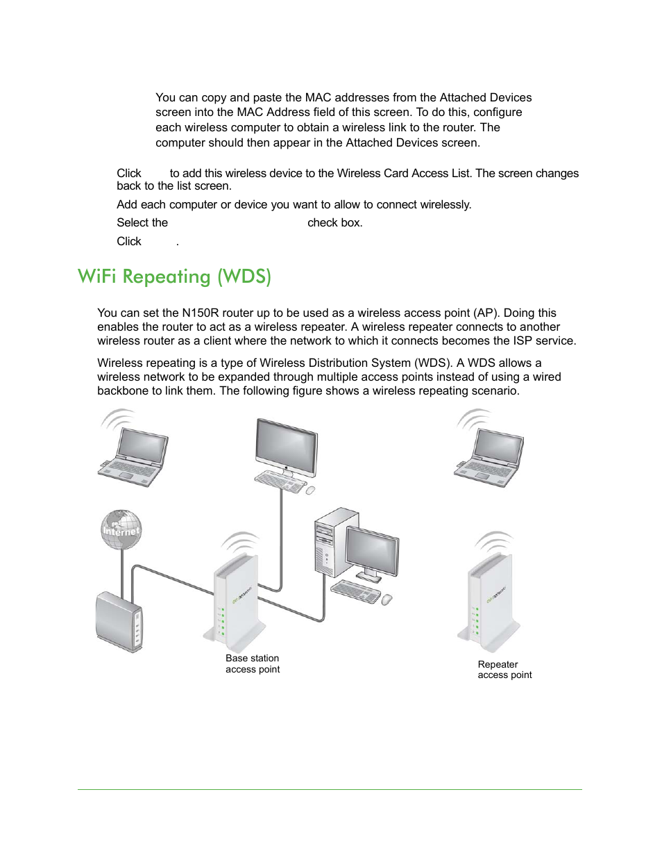 Wifi Repeating Wds On Networks N150r User Manual User