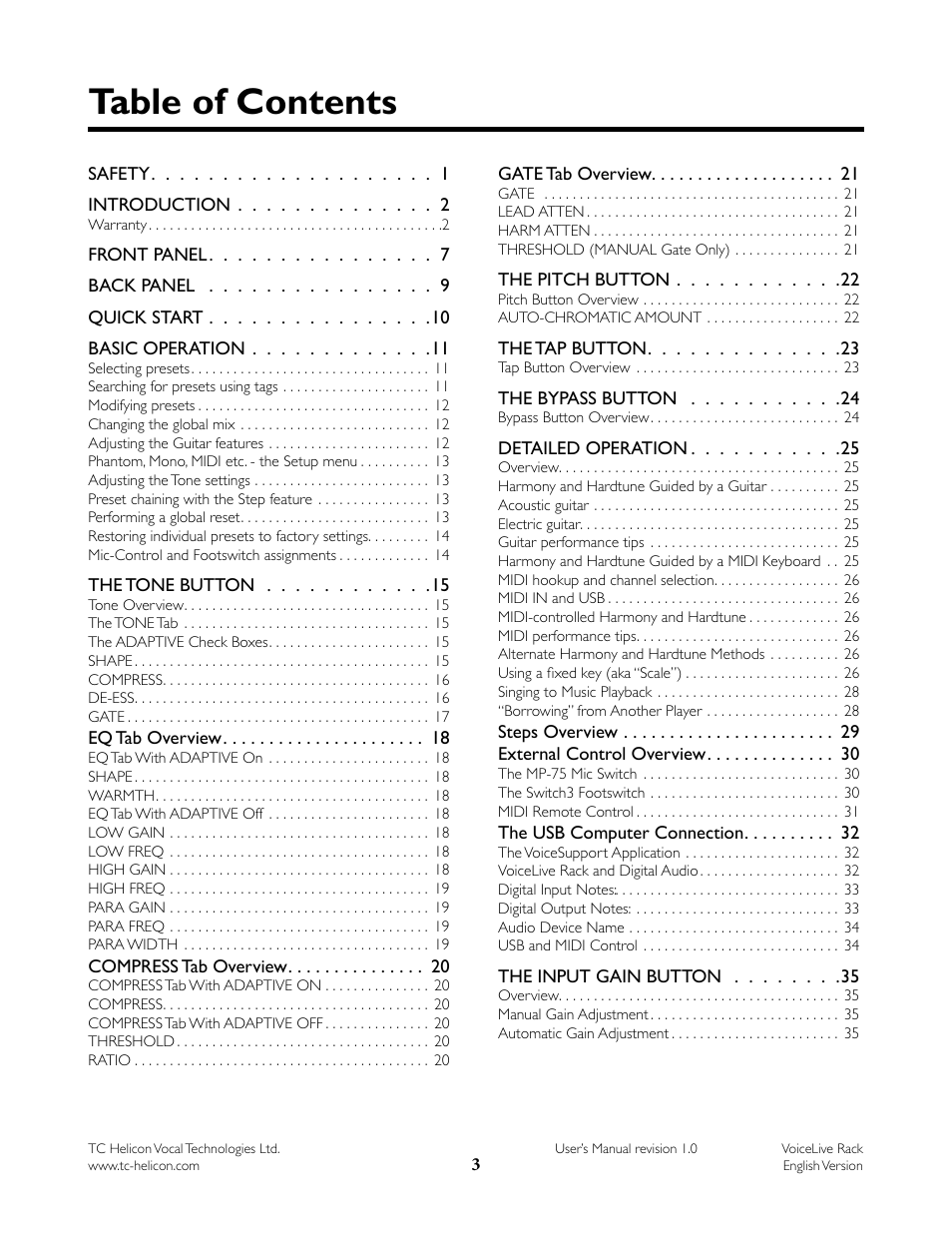 TC-Helicon VoiceLive Rack Full User's Manual User Manual | Page 4 / 89