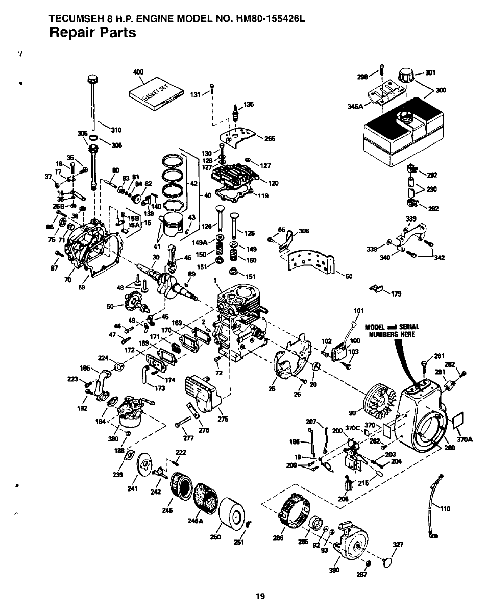 Repair parts | Sears 247.780892 User Manual | Page 19 / 24