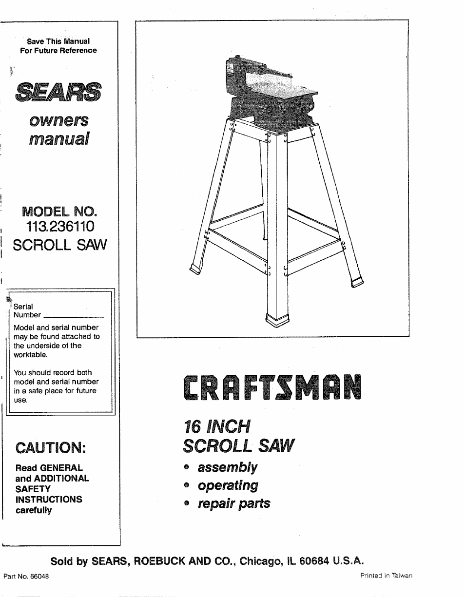 Sears 113.23611 User Manual | 20 pages