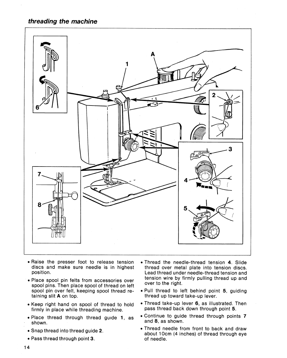 Threading the machine | SINGER 5102 User Manual | Page 16 / 32