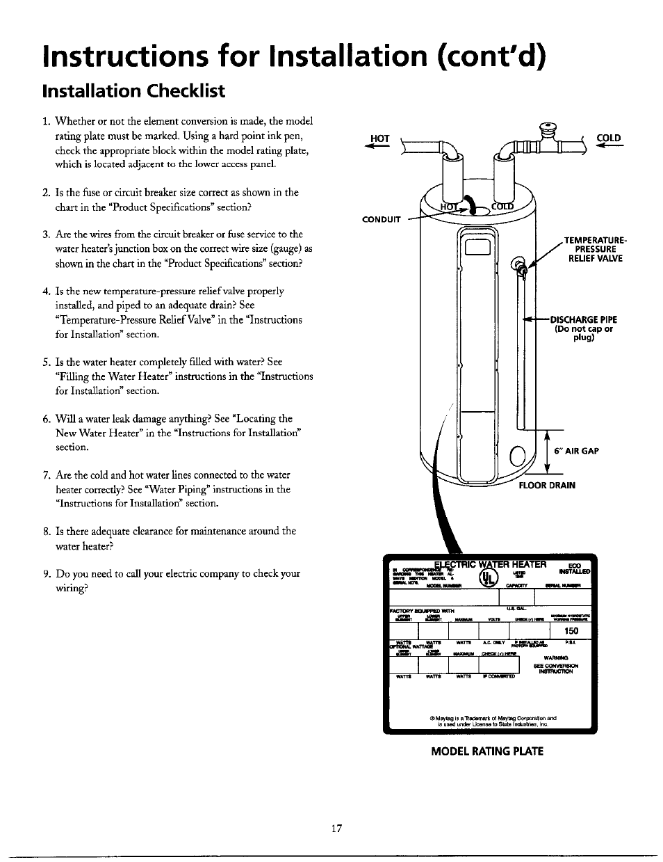 Water Heater Breaker Size Chart