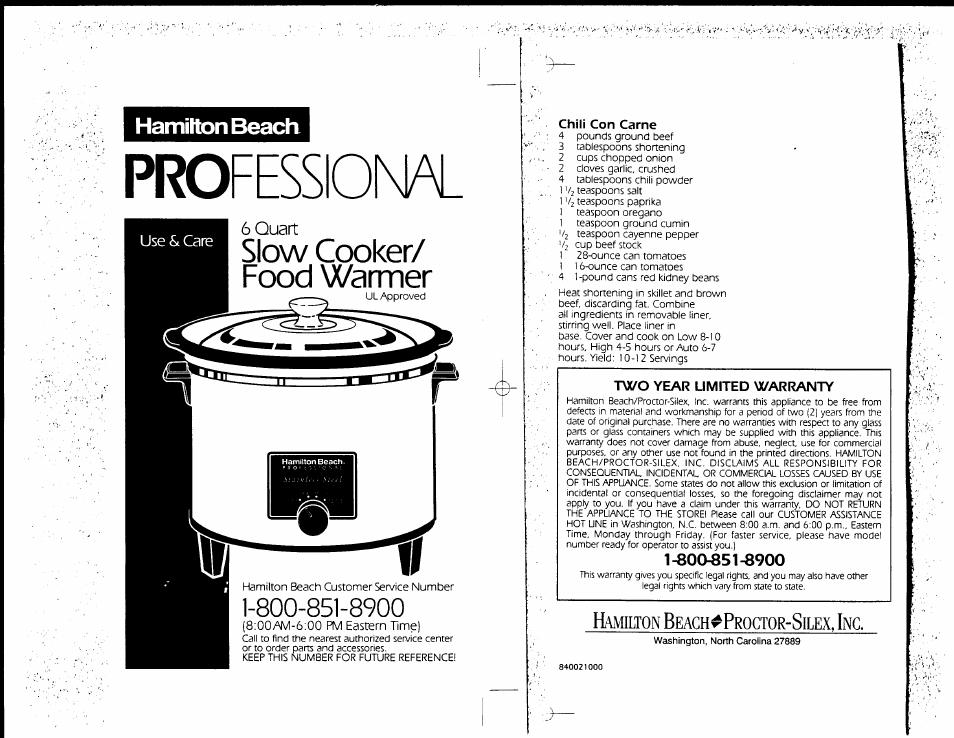 Hamilton Beach P92300 User Manual | 4 pages