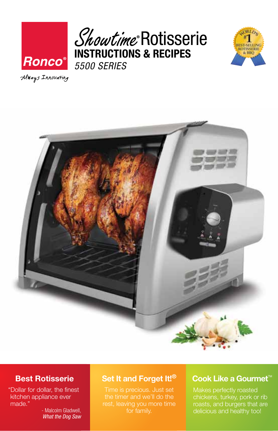 Ronco 5500 Series Stainless Rotisserie Oven User Manual | 32 pages