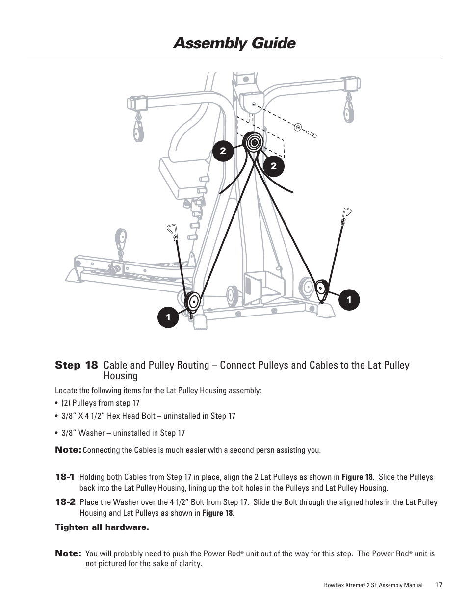 Assembly guide | Bowflex Xtreme 2 SE User Manual | Page 21 / 28