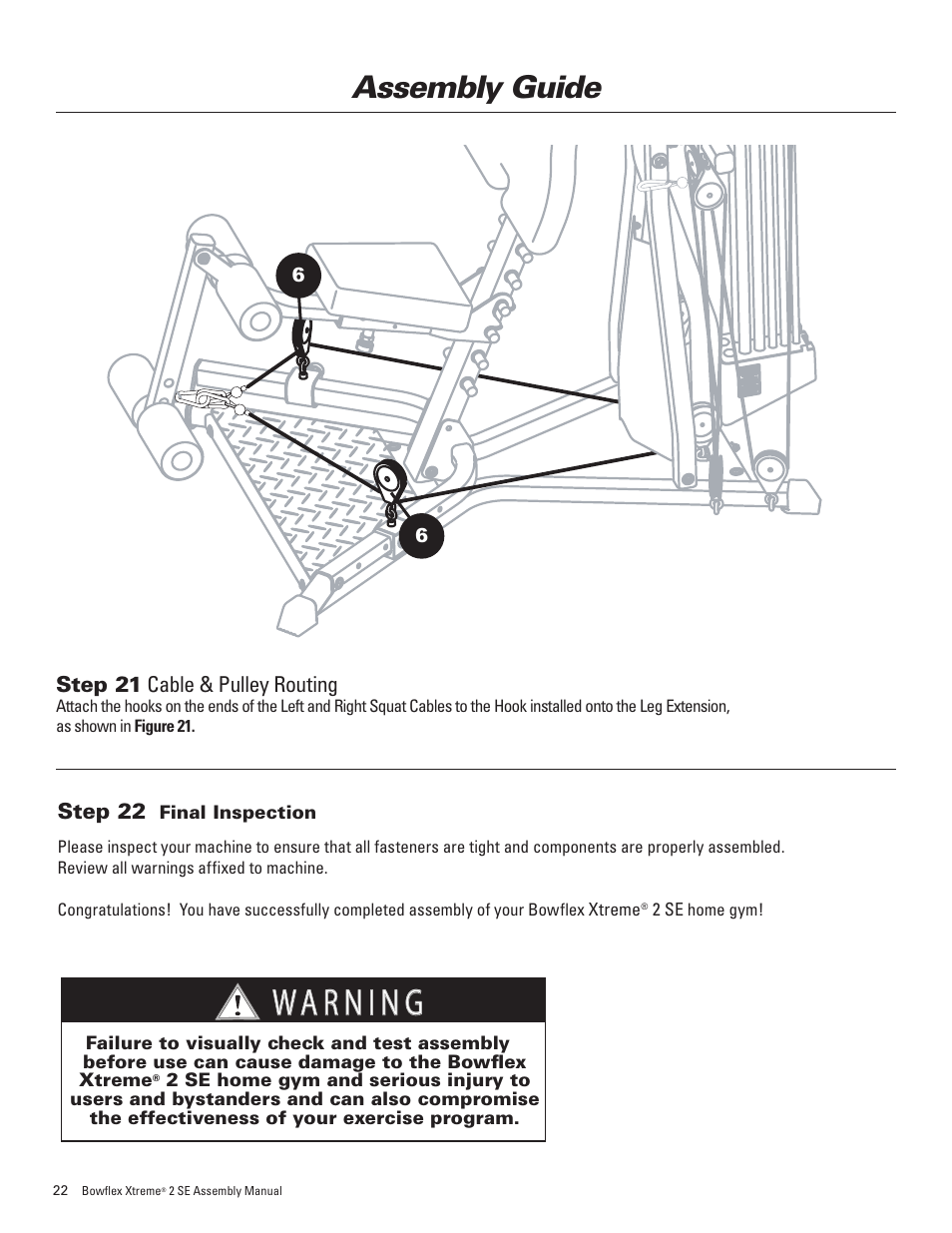 Assembly guide, Immediate action required | Bowflex Xtreme 2 SE User ...